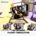 Realidad virtual negra/del amarillo uno del jugador de Flight Simulator con la pantalla de 50 pulgadas