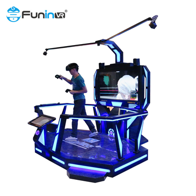 Azul superior de la máquina de juego del golpe de la realidad virtual de la estación 9D de la interactividad con negro