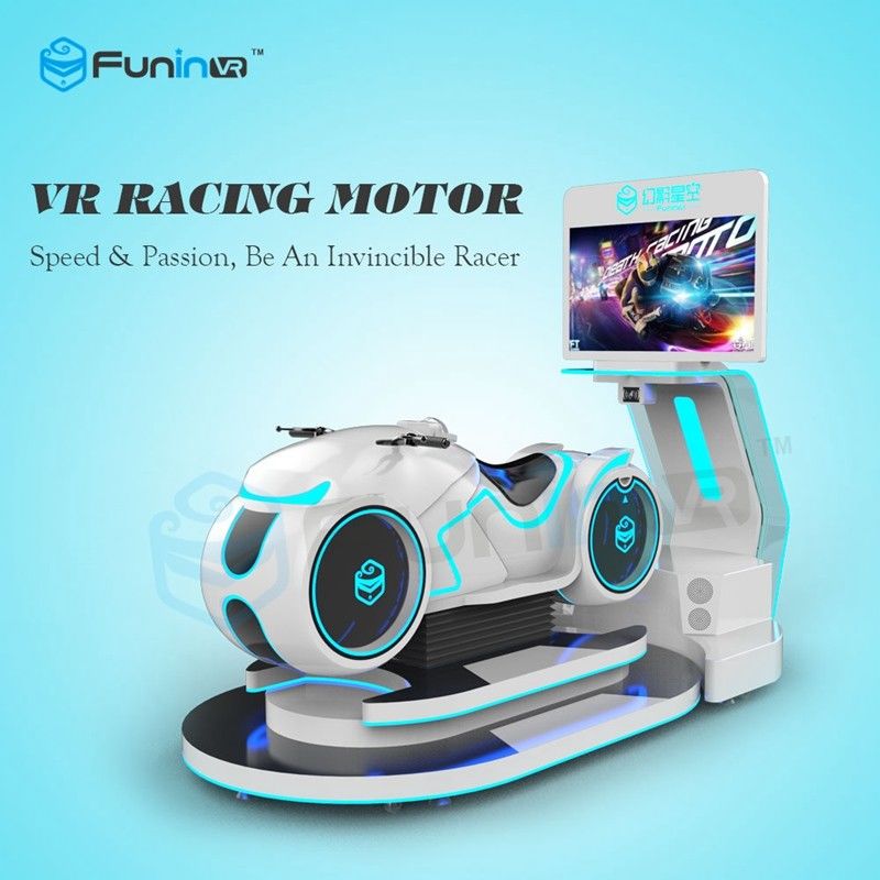 E3 blanco eléctrico de la máquina de la motocicleta VR del simulador del casco 9D VR con las luces LED